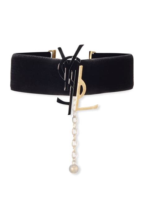 Yves Saint Laurent Monogram Velvet Choker 